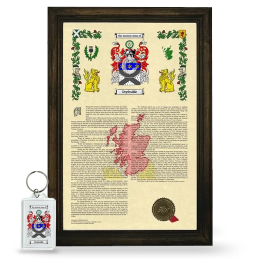 Dryfesdile Framed Armorial History and Keychain - Brown