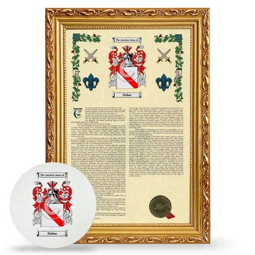 Dubac Framed Armorial History and Mouse Pad - Gold