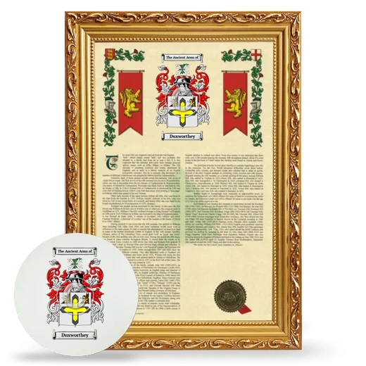 Duxworthey Framed Armorial History and Mouse Pad - Gold