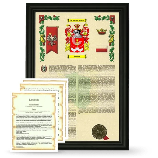 Dudas Framed Armorial History and Symbolism - Black