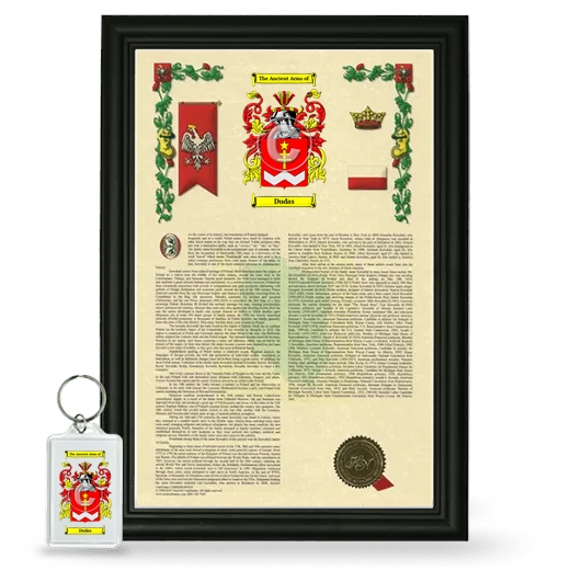 Dudas Framed Armorial History and Keychain - Black