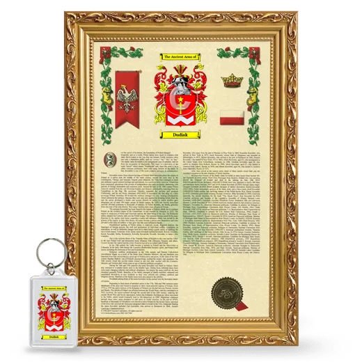 Dudiak Framed Armorial History and Keychain - Gold