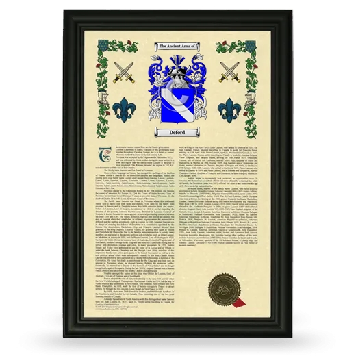 Deford Armorial History Framed - Black