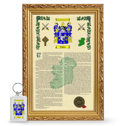 Duggan Framed Armorial History and Keychain - Gold