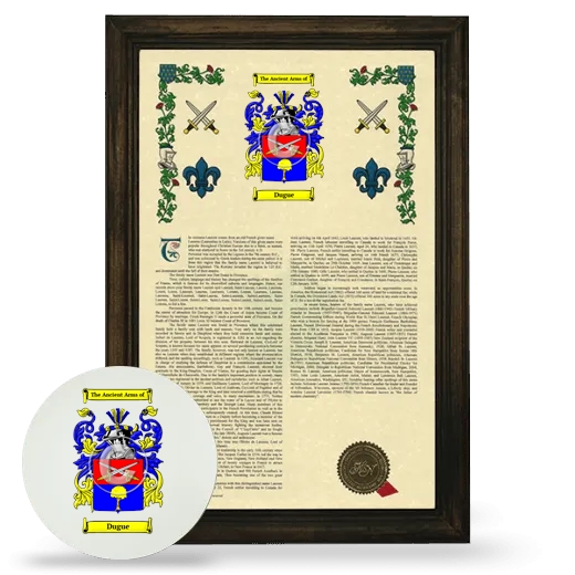 Dugue Framed Armorial History and Mouse Pad - Brown