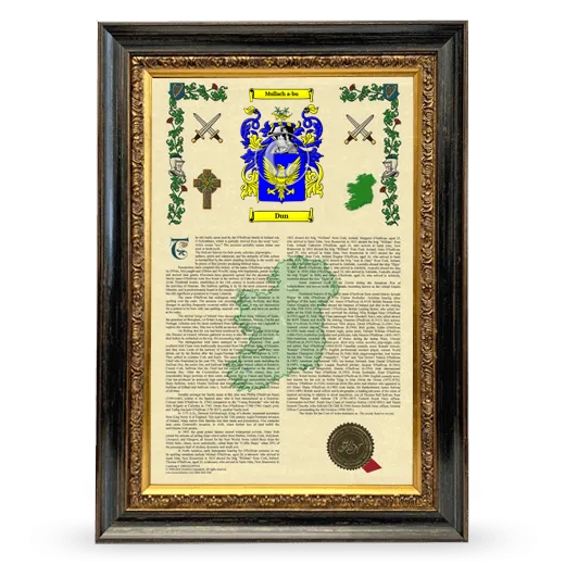 Dun Armorial History Framed - Heirloom