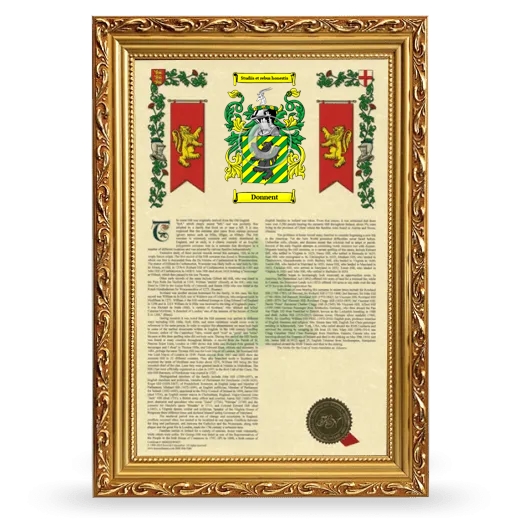 Donnent Armorial History Framed - Gold
