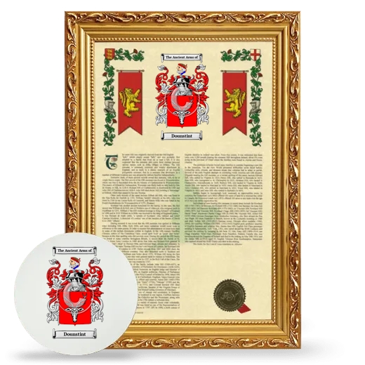 Dounstint Framed Armorial History and Mouse Pad - Gold