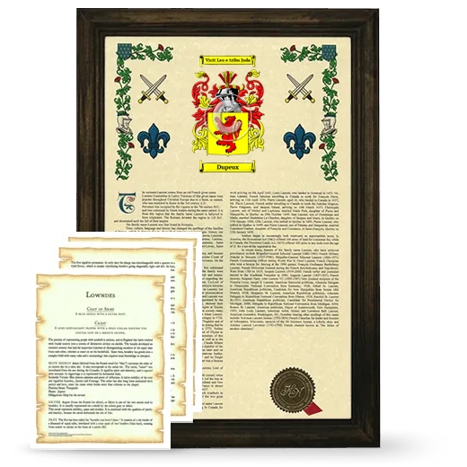 Dupeux Framed Armorial History and Symbolism - Brown