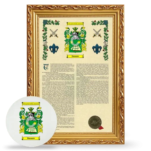 Durante Framed Armorial History and Mouse Pad - Gold