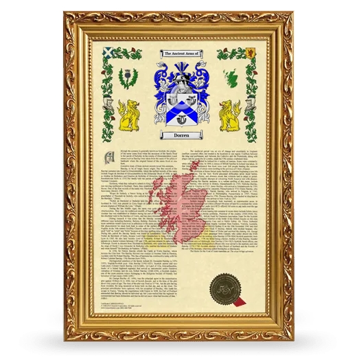 Dorren Armorial History Framed - Gold