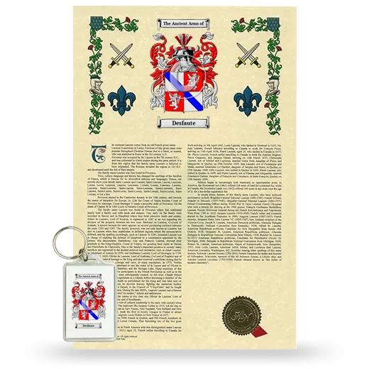 Desfaute Armorial History and Keychain Package