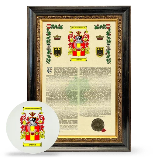 Durrell Framed Armorial History and Mouse Pad - Heirloom