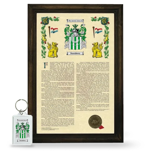 Dusenberry Framed Armorial History and Keychain - Brown