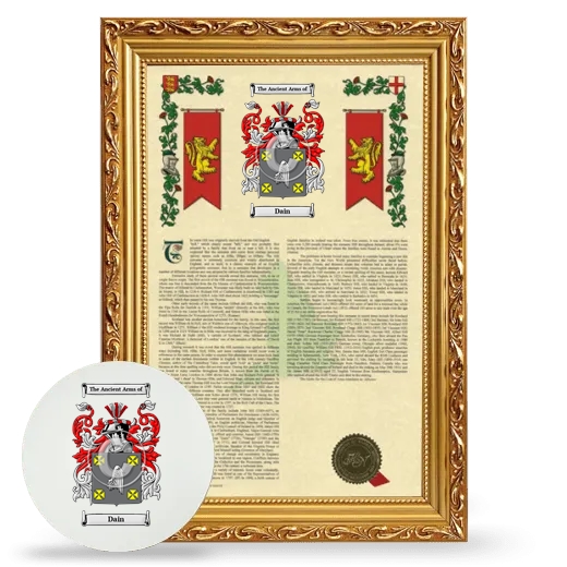 Dain Framed Armorial History and Mouse Pad - Gold