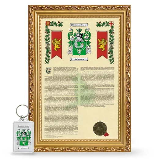 Astbourne Framed Armorial History and Keychain - Gold