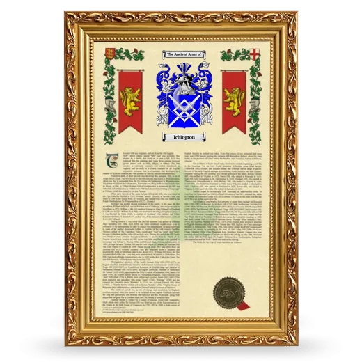 Ichington Armorial History Framed - Gold