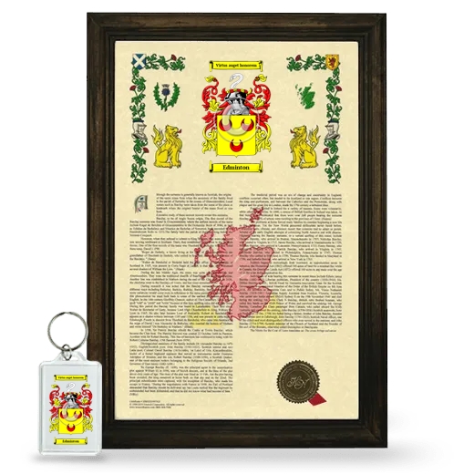 Edminton Framed Armorial History and Keychain - Brown