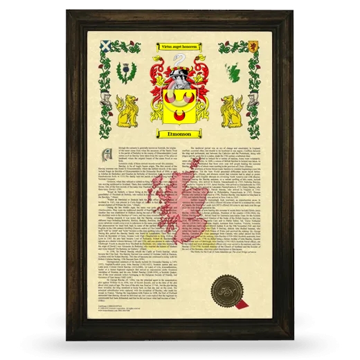 Etmonson Armorial History Framed - Brown