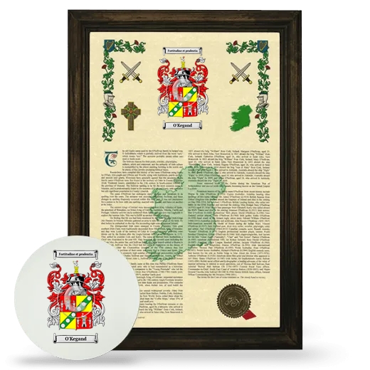 O'Kegand Framed Armorial History and Mouse Pad - Brown