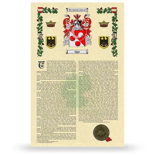 Egge Armorial History with Coat of Arms