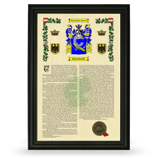 Eicherdoerfer Armorial History Framed - Black