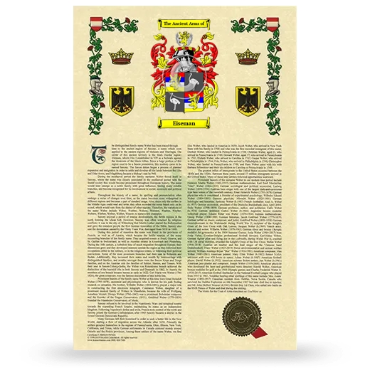 Eiseman Armorial History with Coat of Arms