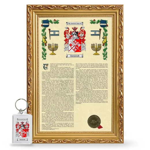 Aizenstark Framed Armorial History and Keychain - Gold