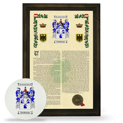 Eisenbuerger Framed Armorial History and Mouse Pad - Brown