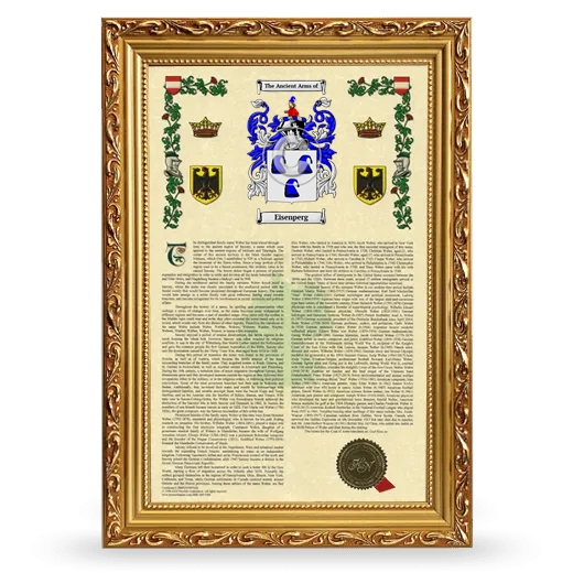 Eisenperg Armorial History Framed - Gold