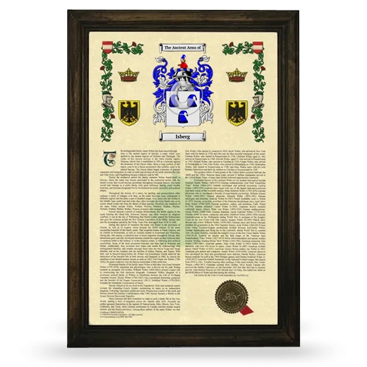 Isberg Armorial History Framed - Brown