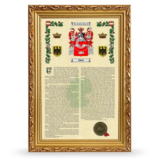 Elbell Armorial History Framed - Gold