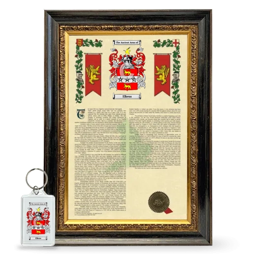 Elkens Framed Armorial History and Keychain - Heirloom
