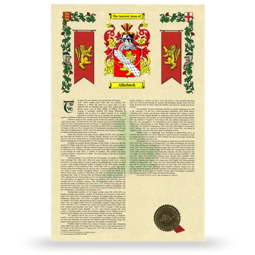 Allerbeck Armorial History with Coat of Arms