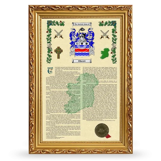 Ellacott Armorial History Framed - Gold