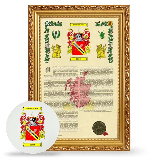 Elicot Framed Armorial History and Mouse Pad - Gold
