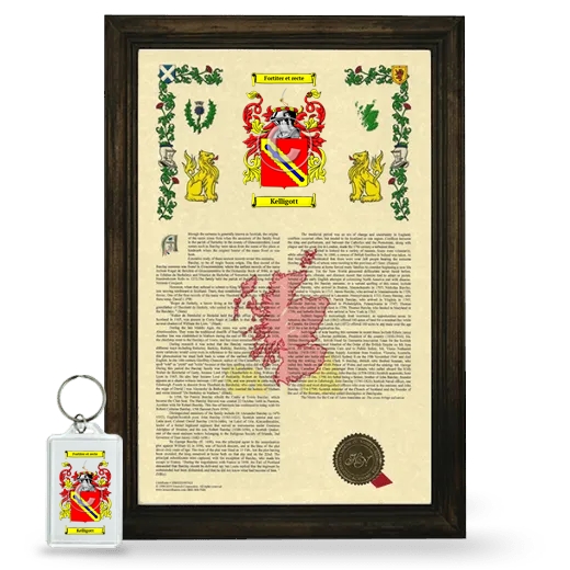 Kelligott Framed Armorial History and Keychain - Brown