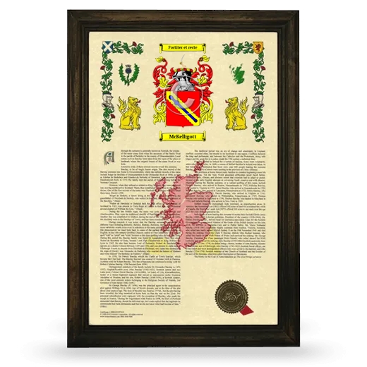 McKelligott Armorial History Framed - Brown