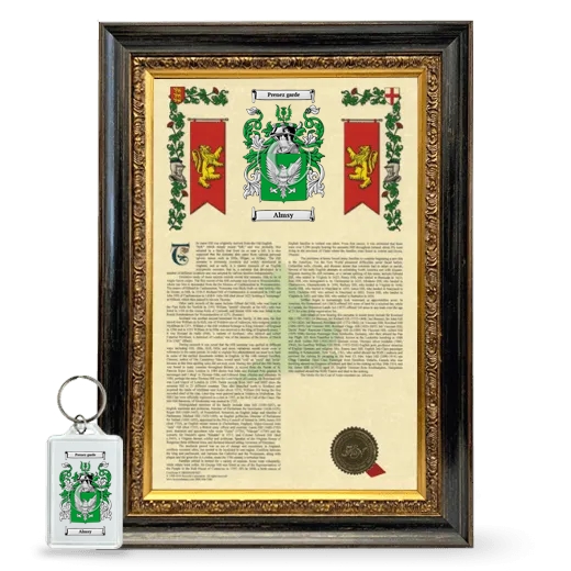 Almsy Framed Armorial History and Keychain - Heirloom