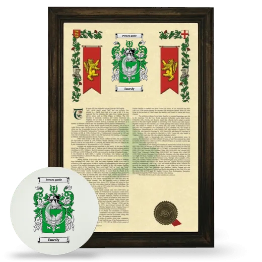 Emesly Framed Armorial History and Mouse Pad - Brown