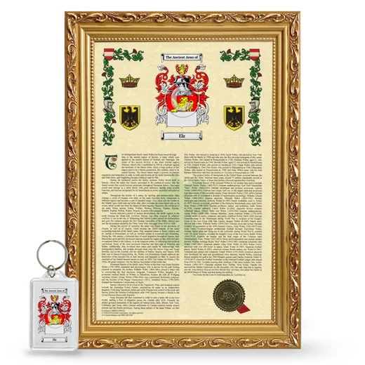 Elz Framed Armorial History and Keychain - Gold