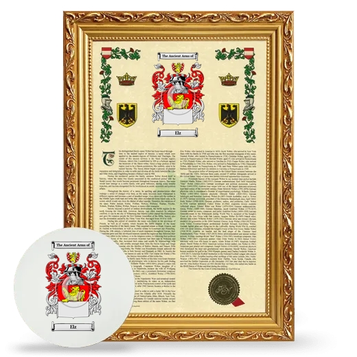Elz Framed Armorial History and Mouse Pad - Gold