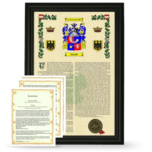 Amande Framed Armorial History and Symbolism - Black