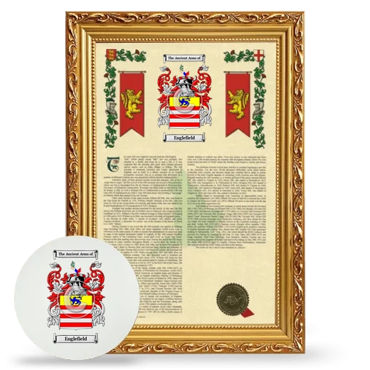 Englefield Framed Armorial History and Mouse Pad - Gold