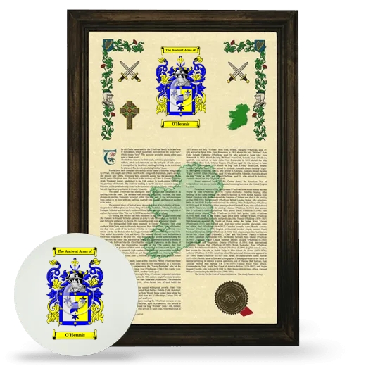 O'Hennis Framed Armorial History and Mouse Pad - Brown