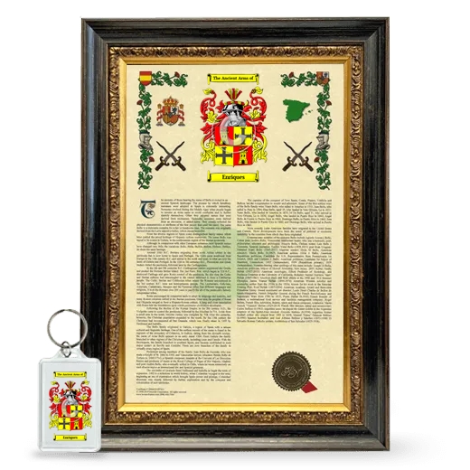 Enriques Framed Armorial History and Keychain - Heirloom