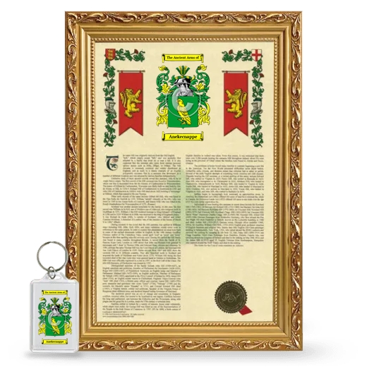 Anekecnappe Framed Armorial History and Keychain - Gold