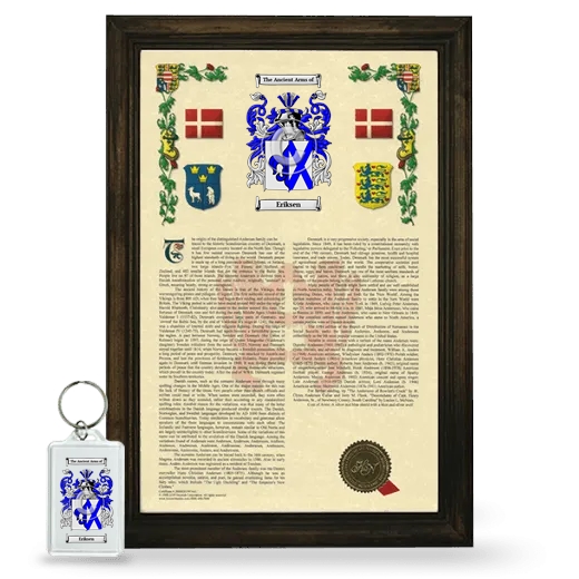 Eriksen Framed Armorial History and Keychain - Brown