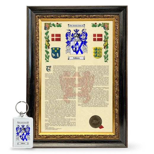 Eriksen Framed Armorial History and Keychain - Heirloom