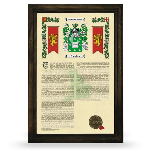 Erbenhan Armorial History Framed - Brown